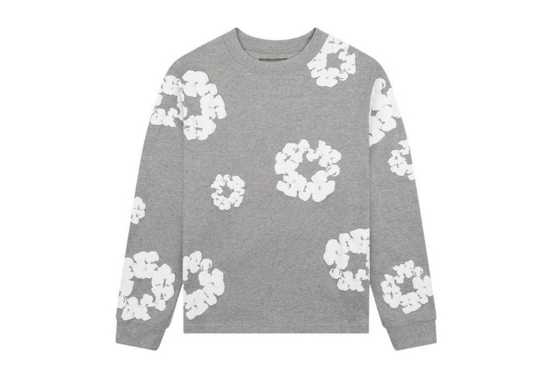 Denim Tears Long Sleeve Cotton Wreath T-shirt Grey