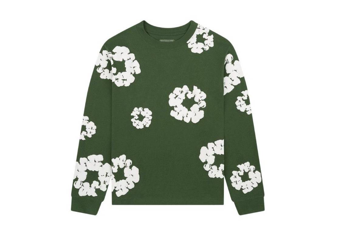 Denim Tears Long Sleeve Cotton Wreath T-shirt Green